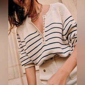 Sézane Leontine jumper XS Ecru/Navy